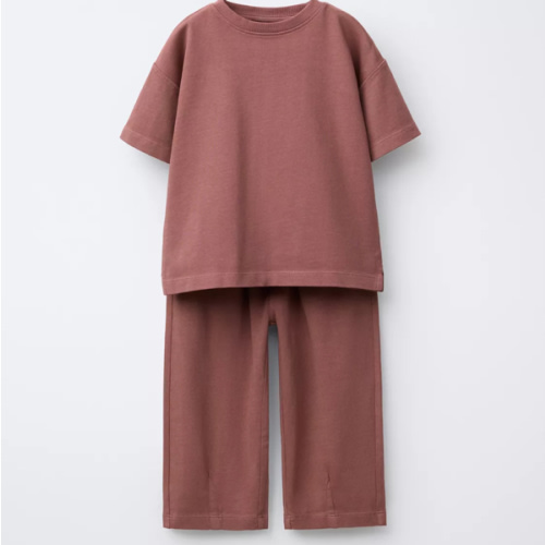 PLAIN WIDE LEG T-SHIRT AND PANTS SET - Eggplant | ZARA United States