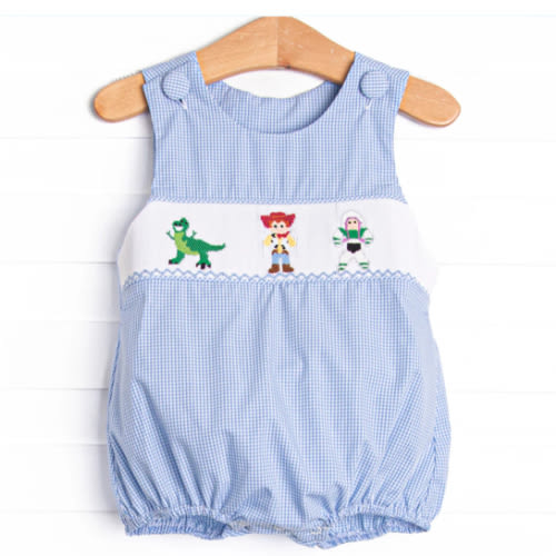 Toy Box Friends Smocked Bubble, Blue – Stitchy Fish