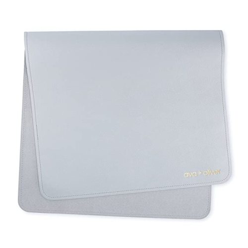 Vegan Leather Baby Changing Mat - Multipurpose Portable Wipeable Diaper Pad - Foldable for Travel (16 x 30 in) (Blue)