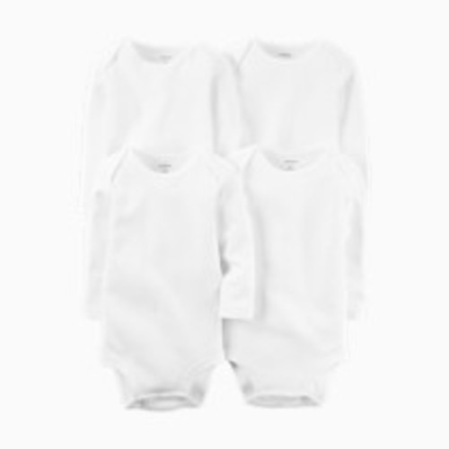 Carter's Long-Sleeve Bodysuits (4 Pack) - True White, 0-3 M