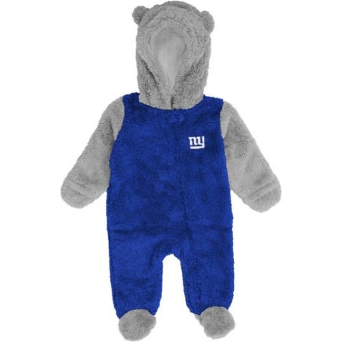 Newborn & Infant Royal/Gray New York Giants Game Nap Teddy Fleece Bunting Full-Zip Sleeper, 0-3 M