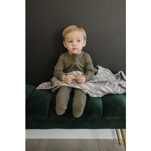 Winter Green Ribbed Zipper Footed Pajama | Organic Cotton NB