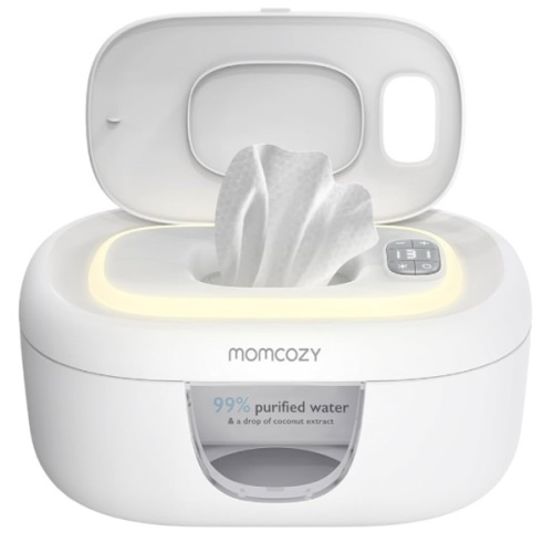 Momcozy Baby Wipe Warmer, Innovative Spring Design, Large Capacity Wipes Dispenser for 60-80pcs, Fast & Even Heating, 4 Modes of Temperature Heating Control, Diaper Wipe Warmer with Night Light, Grey