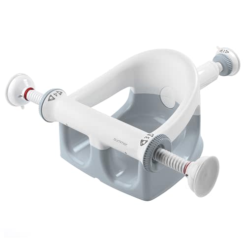 Summer by Ingenuity My Bath Seat for Sit-Up Baby Bathing, Sure & Secure Suction Cups, ASTM Safety Tested & Approved, Backrest for Assisted Sitting, Easy Setup & Storage, Gray