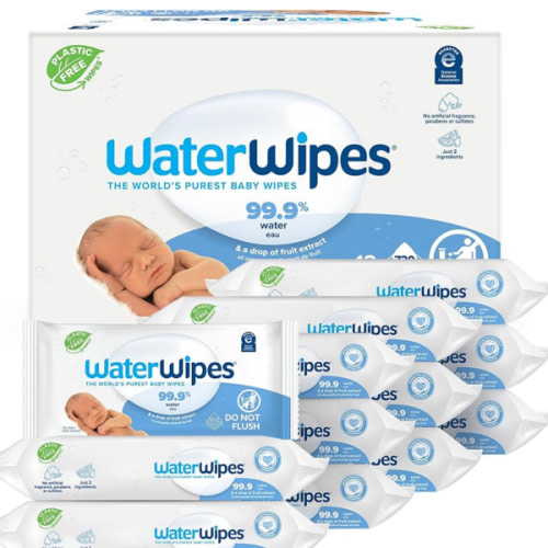 Amazon.com: WaterWipes Plastic-Free Original Baby Wipes, 99.9% Water Based Wipes, Unscented & Hypoallergenic for Sensitive Skin, 60 Count (Pack of 12), Packaging May Vary : Baby