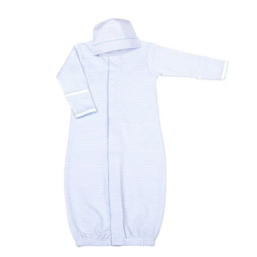 BLUE MINI STRIPE CONVERTER GOWN & HAT SET