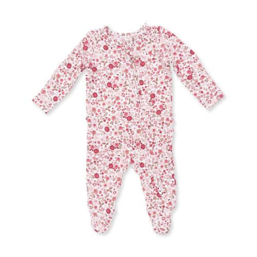 Serene Floral - 2 Way Ruffle Back Zipper Footie