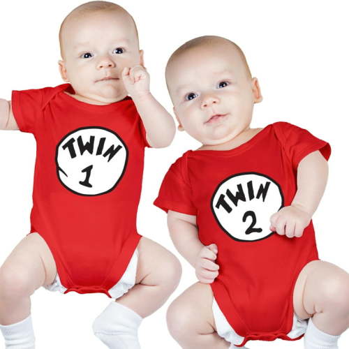 Nursery Decals and More Twin Baby Girls Bodysuits, Includes 2 Bodysuits, 3-6 Month Twin 1 Twin 2