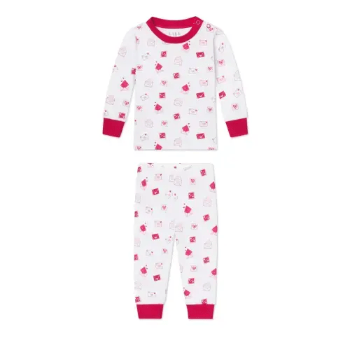 LAKE | Baby | Pima Cotton Pajamas | Darling Pink Heart Baby Long-Long Set