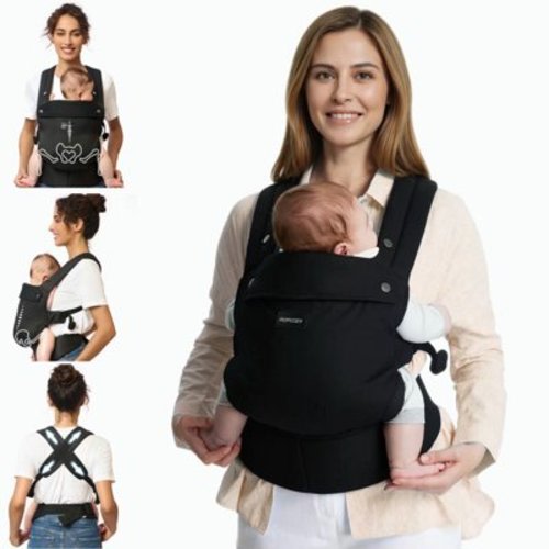 Momcozy Ergonomic Baby Carrier with Back Waist Support for Newborn to Toddler, Lightweight, 7-44lbs