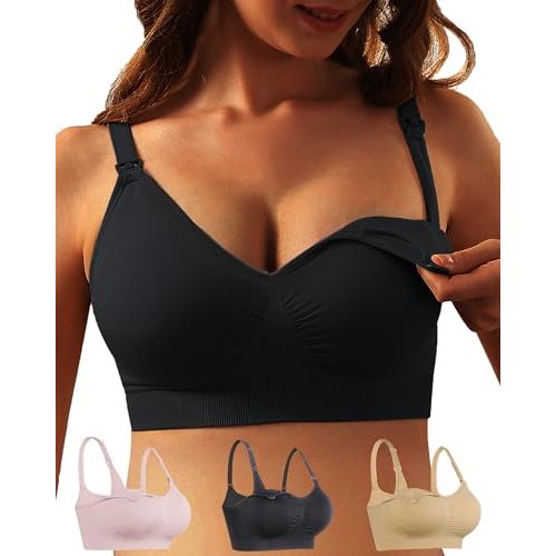 iloveSIA 3PACK Womens Full Bust Nursing Bra Seamless Maternity Bra