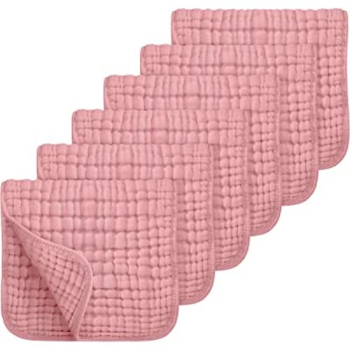 Looxii Muslin Burp Cloths 100% Cotton Muslin Cloths Large 20''x10'' Extra Soft and Absorbent 6 Pack Baby Burping Cloth (Bean Paste)