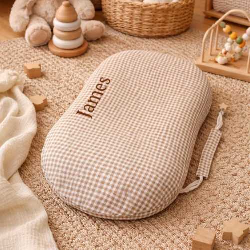Gingham Muslin Snuggle Me Organic Lounger Cover, Baby Lounger Cover, Neutral Nursery Decor, Newborn Gift