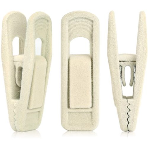 Tinfol Beige 50pc Velvet Hangers Clips, Strong Finger Flocked Clips, Pants Hangers Clips for Thin Clothes Hangers