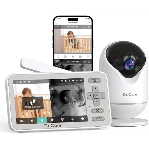 Dr.Care VistaView Lite Smart WiFi Baby Monitor - 4" 720P Split Screen & 1080P Camera App Control, Motion Alerts, HD Night Vision, Triple Security, 2-Way Talk, Video Recording, Multi-User
