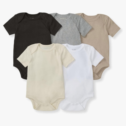 Burt's Bees Baby Unisex Organic Cotton Short and Long Sleeve Bodysuits, 5-Pack