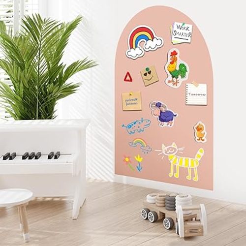 Magnetic Arch Wall Decal - 3-in-1 Magnetic Chalkboard & Whiteboard for Kids’ Rooms - Taupe Pink, 80x100cm