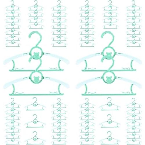 Baby Hangers for Nursery Closet 80 Pack Plastic Kids Clothes Hanger Space Saving Non Slip Extendable Toddler 11-14” Adjustable Hangers Heavy Duty Clothing Infant Hanger Bulk, Green