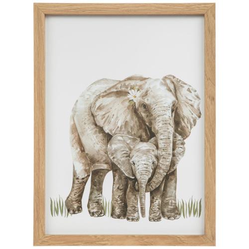 Mother & Baby Elephant Framed Wall Decor