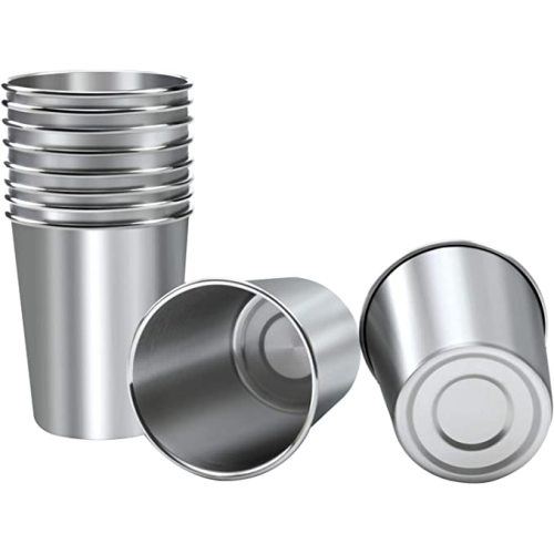 Resinta 10 Pieces 8 Ounce Stainless Steel Cups Metal Pint Cups Shatterproof Drinking Glasses for Kids or Adults (8 oz)
