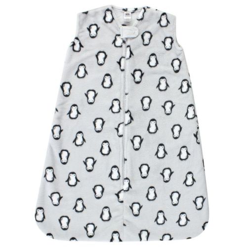 Hudson Baby Plush Sleeveless Sleeping Bag, Sack, Blanket, Gray Penguin, 0-6 Months