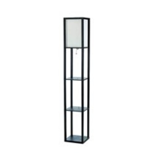 Simple Designs Etagere Organizer Shelf Floor Lamp with Linen Shade