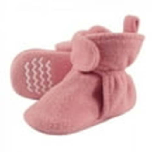 Hudson Baby Infant and Toddler Girl Cozy Fleece Booties, Strawberry Pink, 12-18 Months
