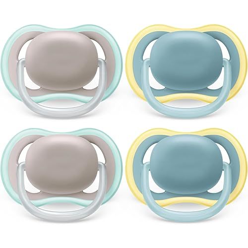 Philips Avent Ultra Air Pacifier - 4 x Light, Breathable Baby Pacifiers for Babies Aged 18 Months Plus, BPA Free with Sterilizer Carry Case (Model SCF349/25)