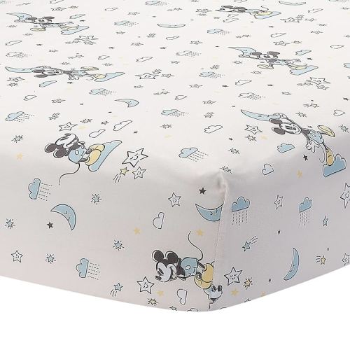 Lambs & Ivy Disney Baby Moonlight Mickey Mouse Fitted Crib Sheet - White