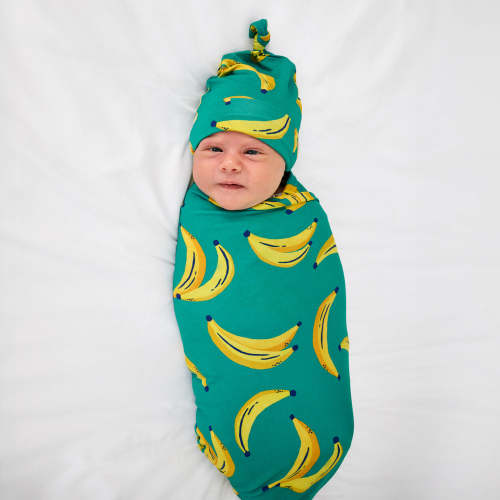 Go Bananas Swaddle & Hat Set | Little Sleepies