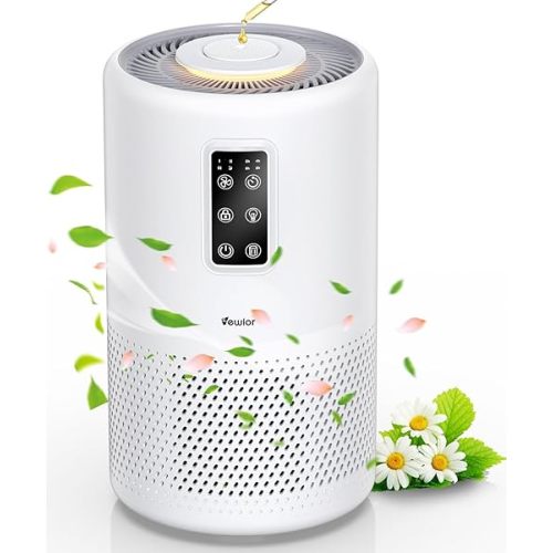 Air Purifiers for Home Large Room up to 1400ft², VEWIOR H13 True HEPA Air Purifier for Bedroom with night light, Fragrance Sponge, Sleep Mode, Timer, Lock, Air Cleaner for Wildfire Smoke Odor Dander