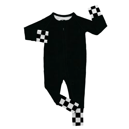 Ribbed Midnight Black | Bamboo Romper