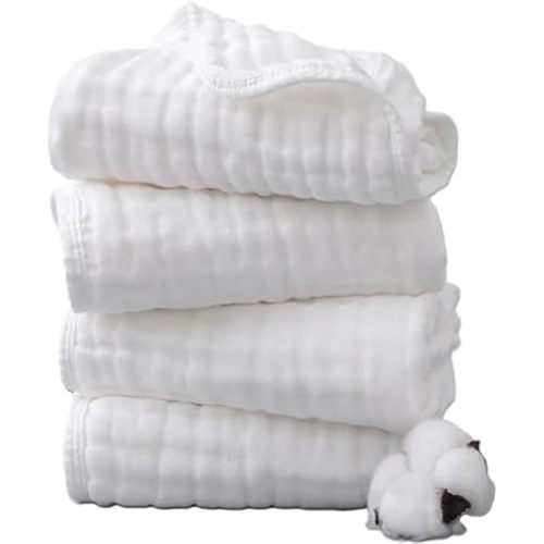 6 Layer 100% Pure Cotton Burp Cloth (10 Pack- White)