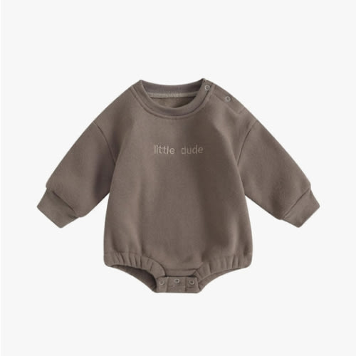 VISGOGO Newborn Infant Baby Boy Girls Oversized Romper Little Dude Sweater Onesie Coming Home Outfit Neutral Clothes