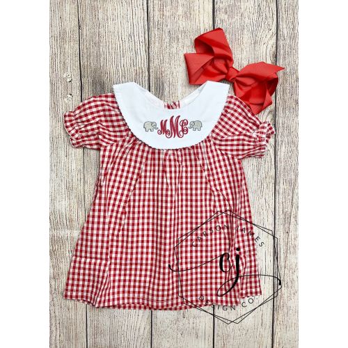 Monogram elephant football dress for baby toddler kids girls