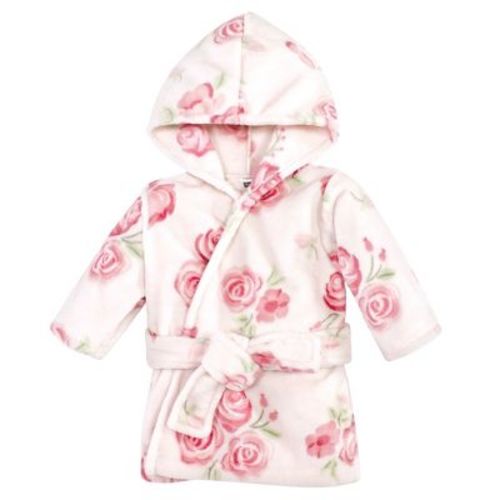 Hudson Baby Infant Girl Plush Animal Face Bathrobe, Blush Rose, 0-9 Months