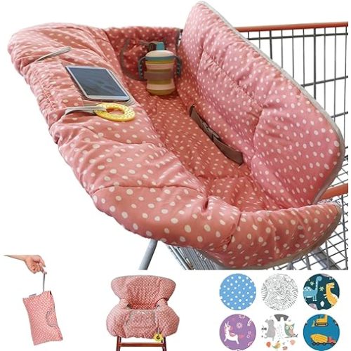 Suessie Shopping Cart Cover and High Chair Cover, Pink Dots
