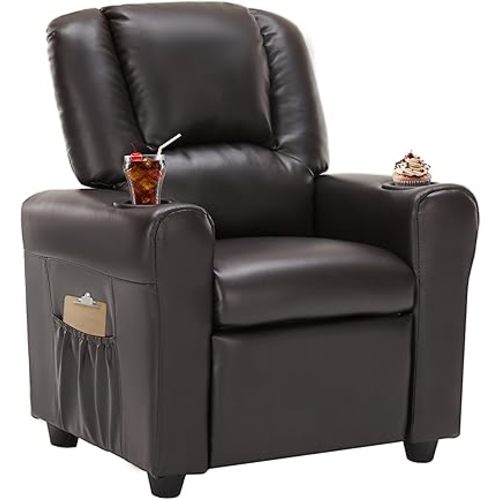 JC HOME Candy Kids Reclining Chair Leather Recliner Sofa Push Back Toddler Youth Children Child Ages 1-6