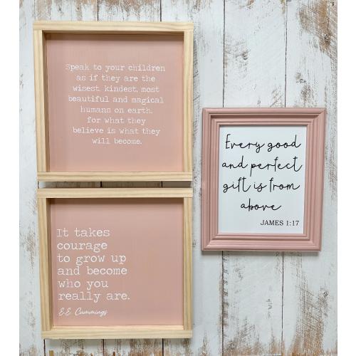 Set of three painted wood signs for girls nursery Every Good and Perfect Gift is from Above Winnie the Pooh art signs decor gallery wall