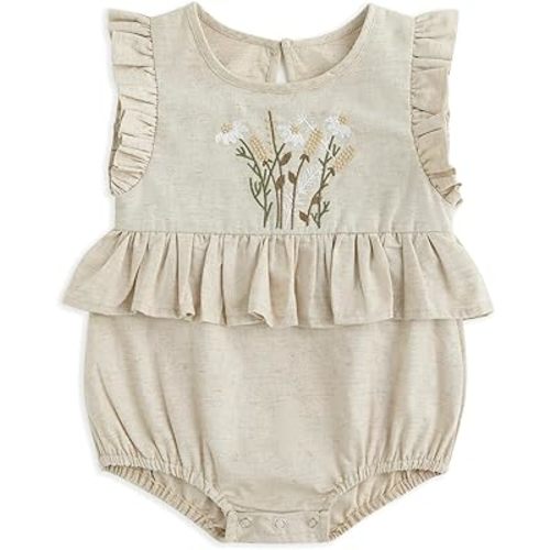 Simplee kids Newborn Infant Rompers Baby Girls Summer Ruffle Sleeveless Embroidery Bodysuit Outfits