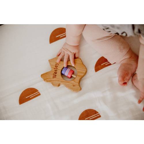 Texas Baby Rattle™ Baby Toy Baby Shower Gift Baby Gift Wooden Rattle Wooden Baby Rattle Wood Rattle New Baby Gift Newborn Gift Eco Friendly