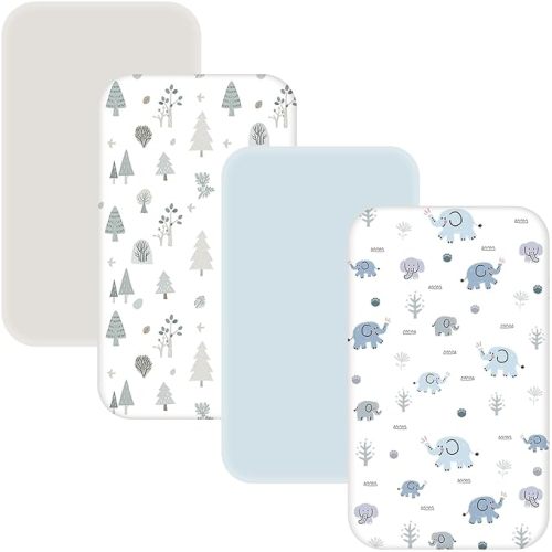 4 Pack Baby Bassinet Sheets - 35"x20" Bedside Bassinet Sheets for Newton, Ezebaby, AMKE(3 in 1) & Other Large Bedside Sleeper | Ultra Soft & Skin Friendly Bassinet Fitted Sheets for Boys Girls