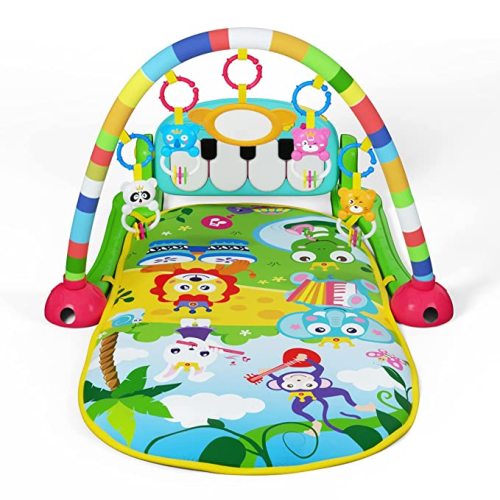 UNIH Baby Gym Play Mat and Play Piano Gym with Tummy Time Mat, Musical Light Activity Center for Infants Toddlers, Birthday Gift Play Mat for Newborn - Green
