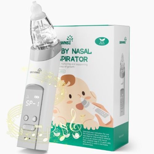 Grownsy Rechargeable Baby Nasal Aspirator, Electric Nose Sucker & Mucus Cleaner for Kids, Adults, White