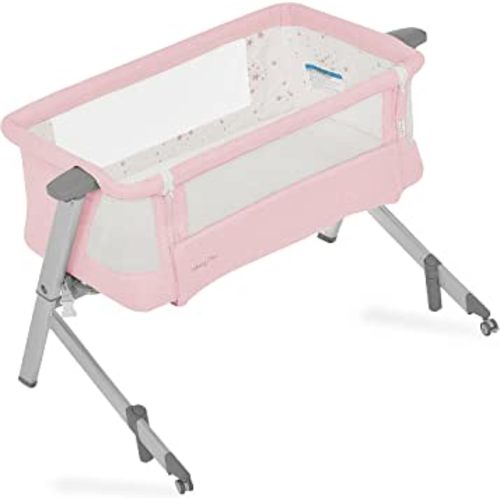 Skylar Bassinet and Beside Sleeper in Pink, Lightweight and Portable Baby Bassinet, Five Position Adjustable Height, Easy to Fold and Carry Travel Bassinet, JPMA Certified
