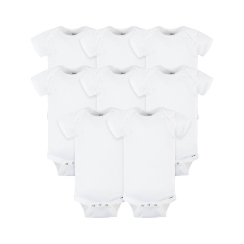 Gerber 8-Pack White Short Sleeve Onesies Bodysuits 0-3M, Solid Baby Plain Multipack Infant Clothing