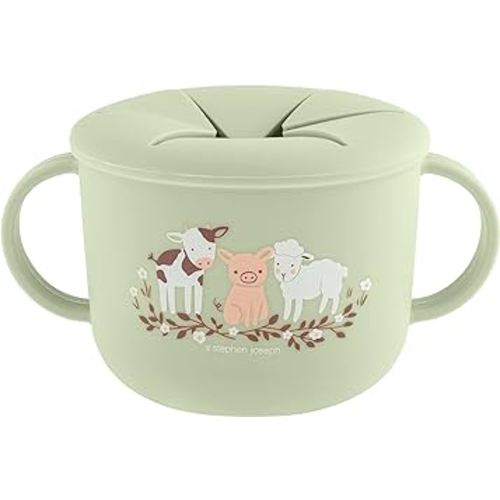 Stephen Joseph, Silicone Snack Cup, Snack Cups for Babies and Toddlers, Farm Medium