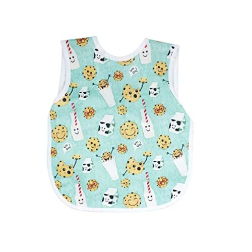 BapronBaby Cookies & Milk Bapron - No Neck Tie Safer Bib for Baby & Toddler - Soft Waterproof Stain Resistant - Machine Washable - Sz Baby/Toddler 6m-3T