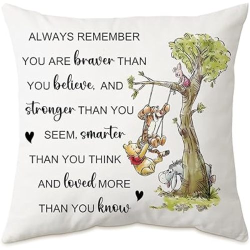 You're Braver Than You Believe Pillow Cover - Throw Pillow Cover Case Square Couch Pillow Cover Inspirational Sofa Bedroom Throw Pillow Gift for Daughter Son Kids Christmas 18''x18''