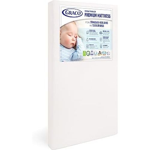Graco Premium Foam Crib & Toddler Mattress – GREENGUARD Gold Certified, CertiPUR-US Certified Foam, Machine Washable, Water-Resistant and Removable Cover, Fits Standard Full-Size Crib and Toddler Bed